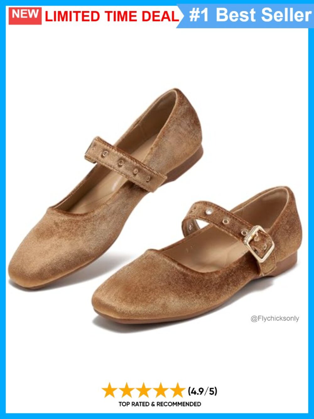 Women's Square Toe Mary Jane Ballet Flats with Arch Support and Buckle